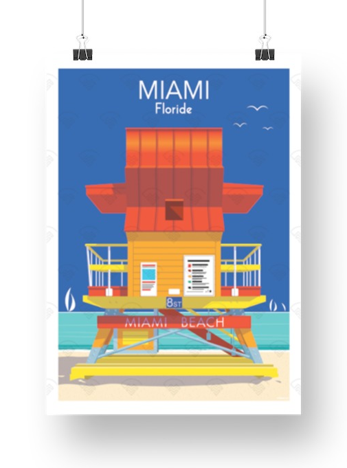 Affiche Miami - Kiosque rouge de Raphael Delerue