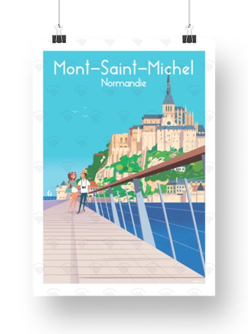 Affiche Normandie - Mont-saint-Michel pont de Raphaël Delerue