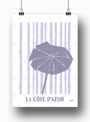 Affiche Côte d'Azur - Parasol par Maona Design