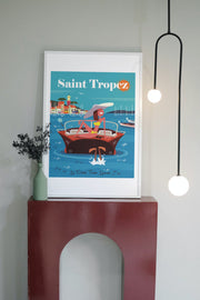 Affiche Saint-Tropez - femme au chapeau de Gary Godel