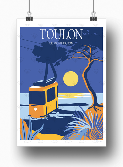 Affiche Toulon - Le Mont Faront nuit par Pauline Grafik