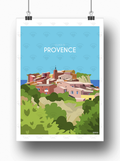 Affiche Village de Provence par Maona Design