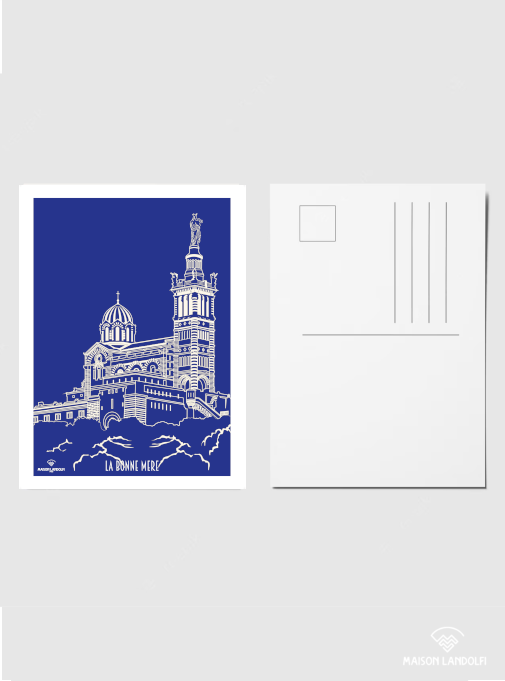 Carte postale Marseille - Ligne Bonne Mère Bleu nuit