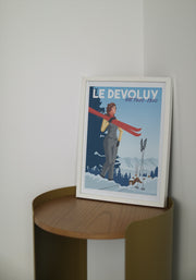 Affiche Le Devoluy - Skieuse rétro