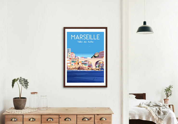 Affiche Marseille - Vallon des Auffes par Raphael Delerue