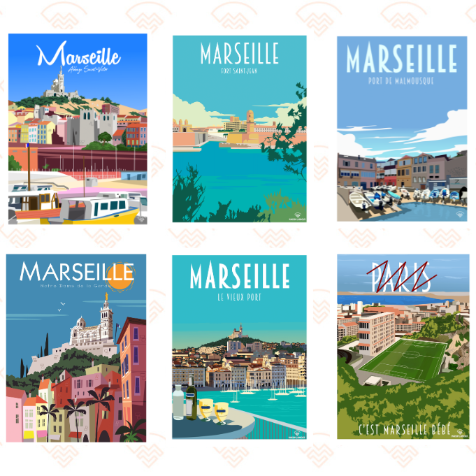 Lot 6 cartes postales Marseille