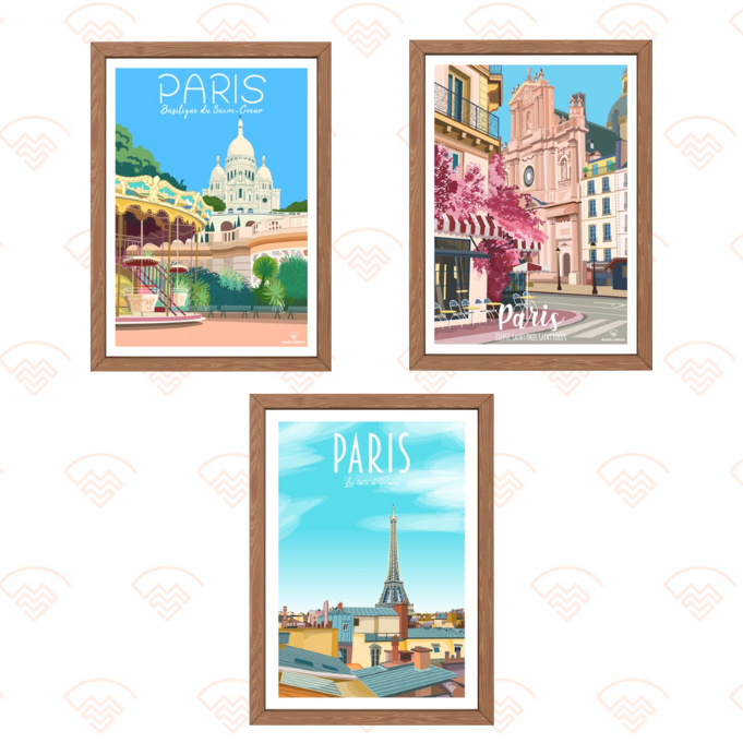 Lot 3 affiches Paris