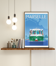 Affiche Marseille - Porte-conteneur de Raphael Delerue
