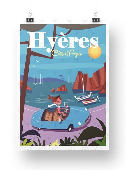 Affiche Hyères - Voiture par Gary Godel