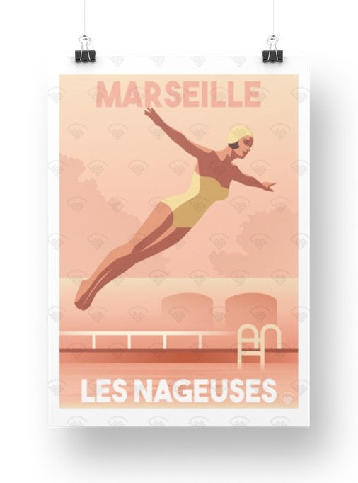 Affiche Marseille - Les nageuses