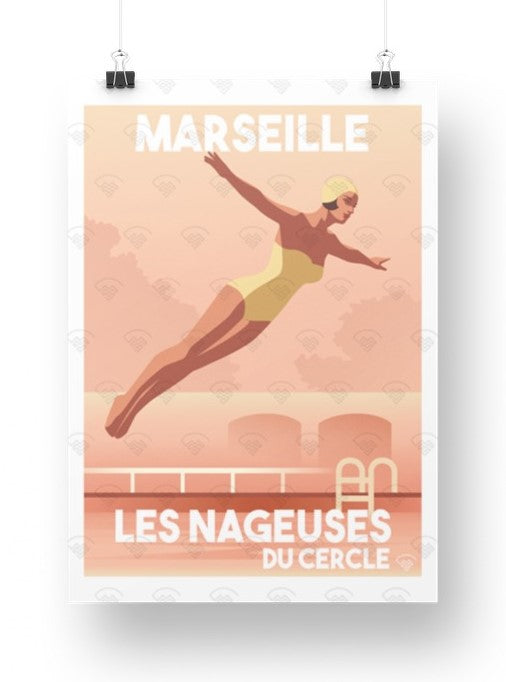 Affiche Marseille - Les nageuses du cercle