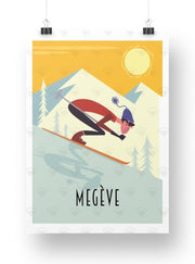 Affiche Megève Gary Godel - Le skieur
