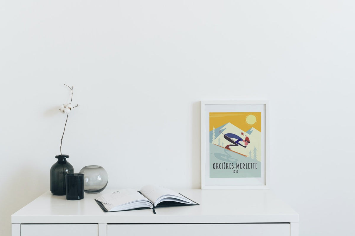 Affiche Orcières Merlette par Gary Godel - Le skieur