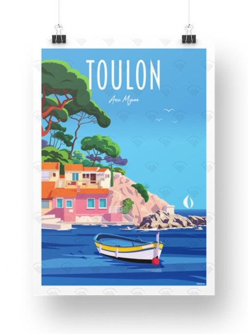 Affiche Toulon - Anse Mejean Barque de Raphael Delerue